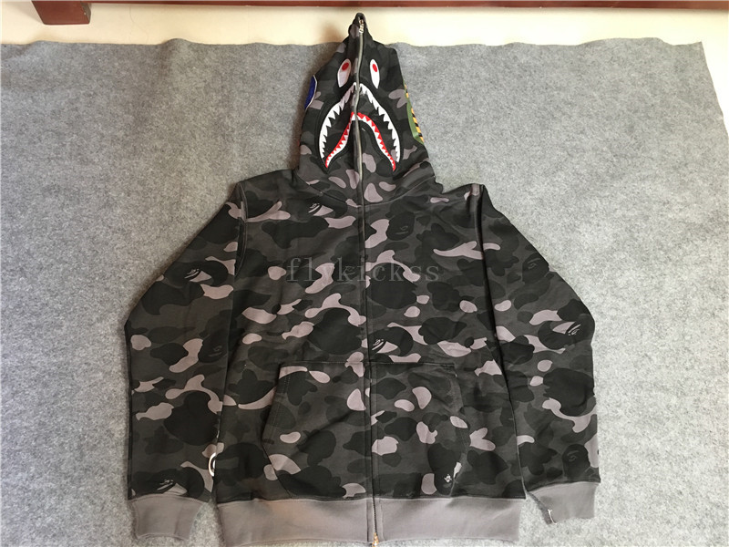 A Bathing Ape Clothing Bape Shark Black Camo Hoodie